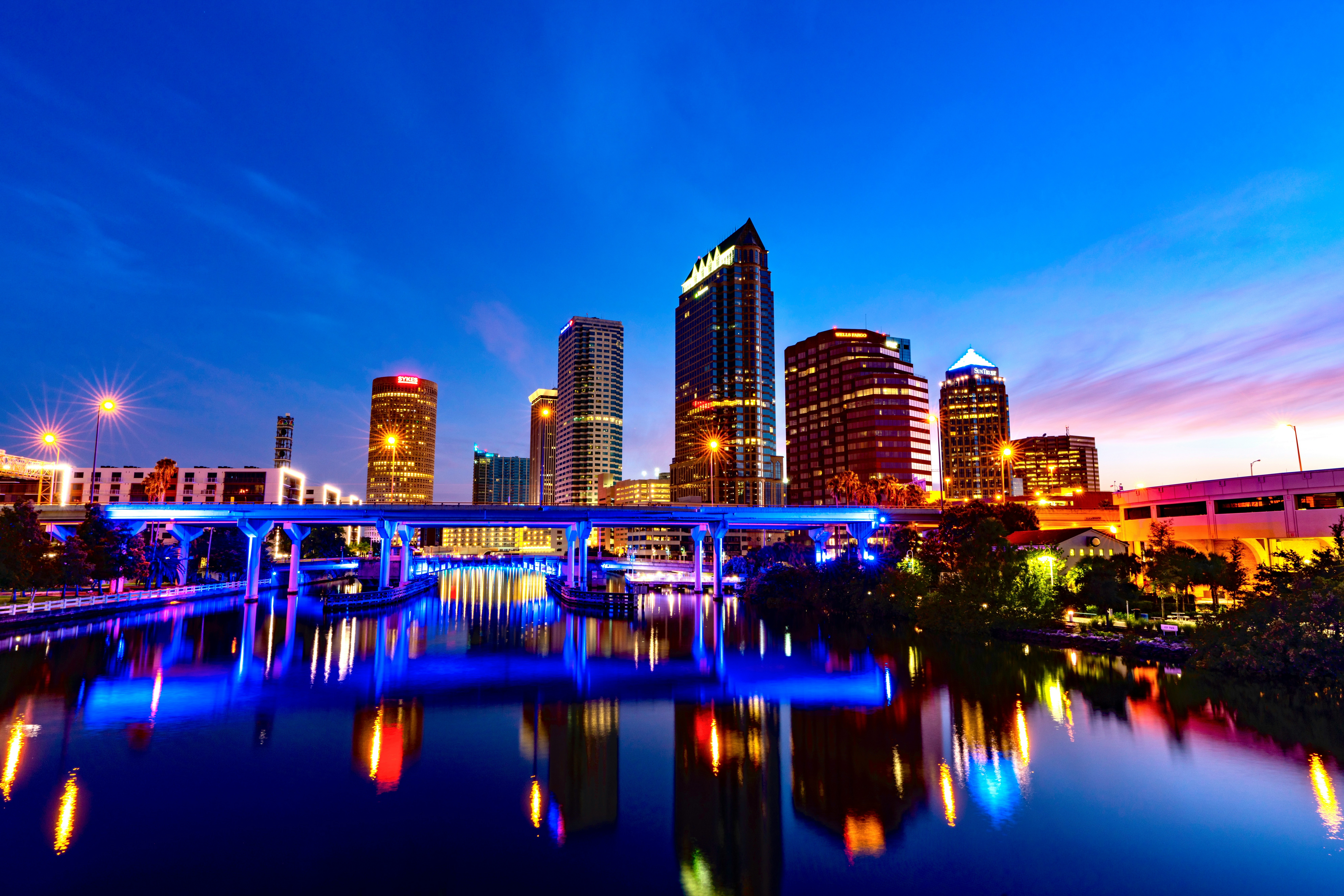 Tampa Bay skyline at night